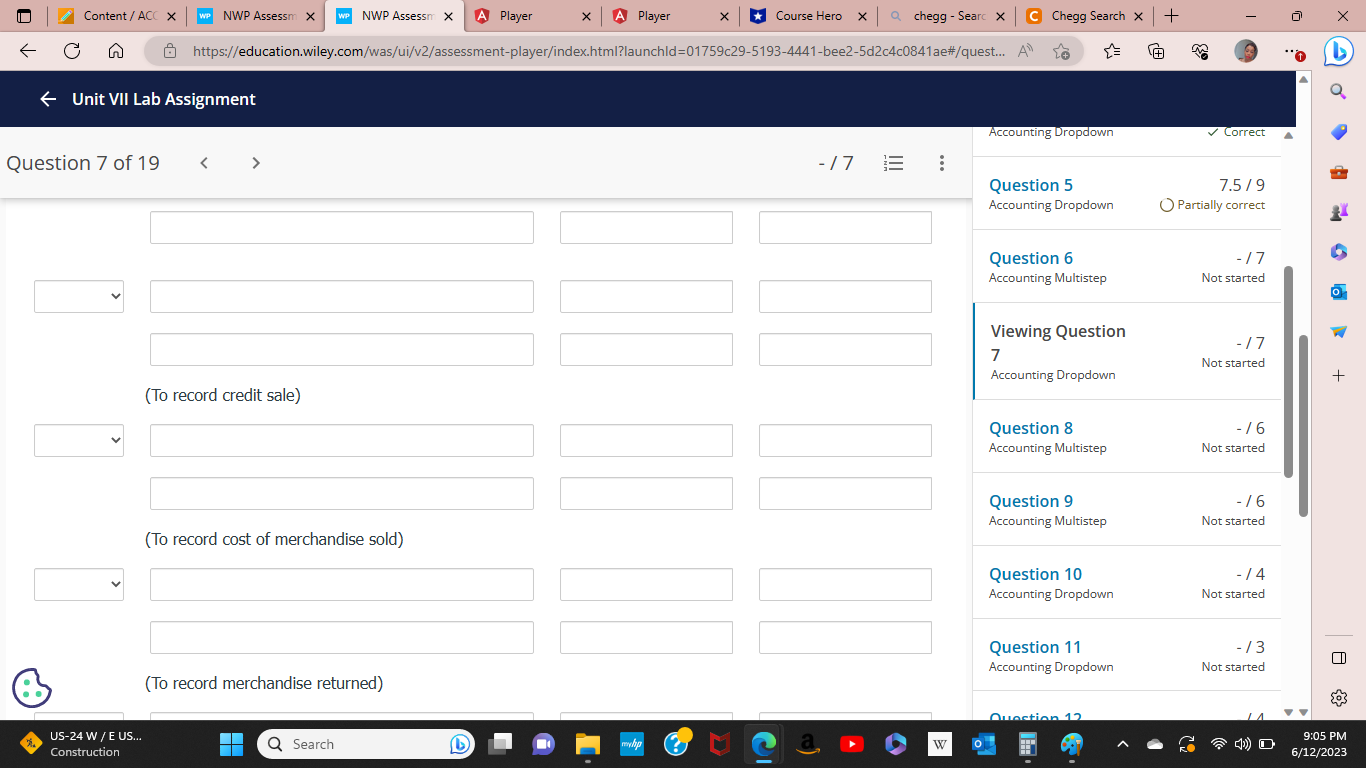 - Searcy C Chegg Search X + X https://education.wiley.com/was/ui/v2/assessment-player/index.html?launchld=01759c29-5193-4441-bee2-5d2c4c0841ae#/quest... A" - Unit