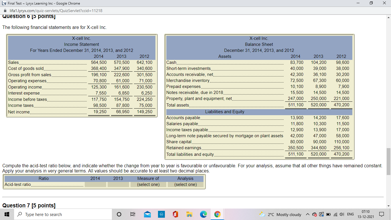  Ly Final Test ~ Lyryx Learning Inc - Google Chrome -