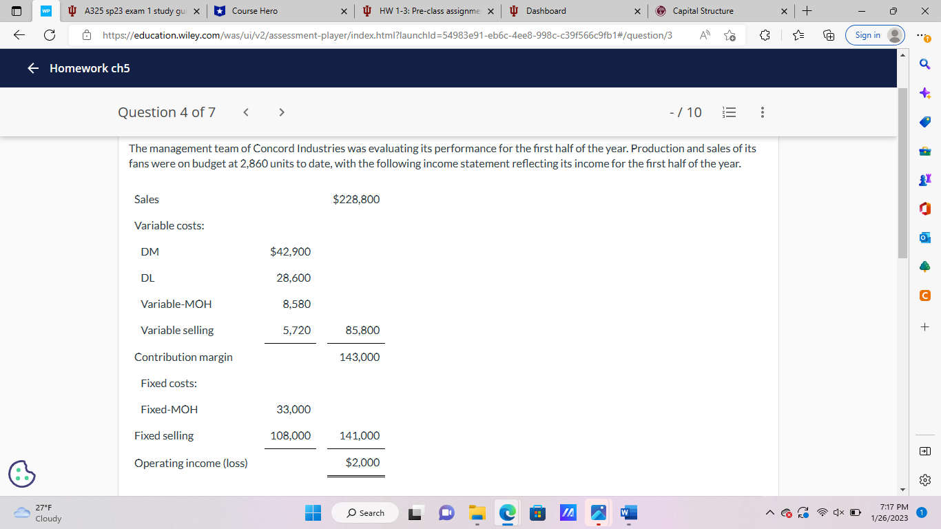 WP A325 sp23 exam 1 study gui x * Course Hero