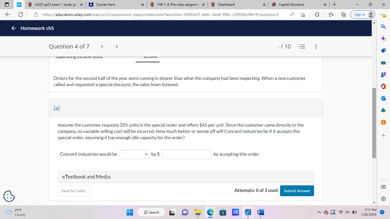 X WJ HW 1-3: Pre-class assignme x WJ Dashboard X Capital Structure