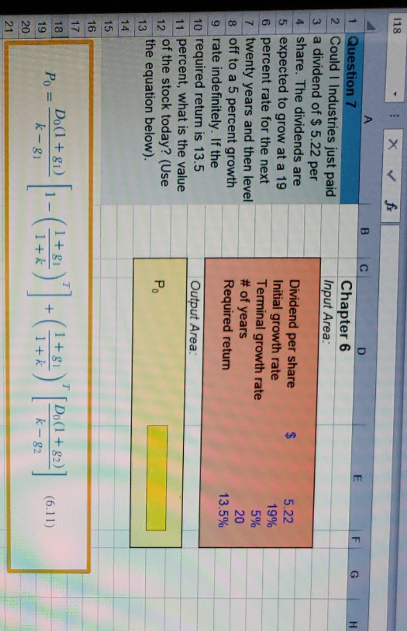 Can you answer this in Excel format and provide the Excel function/equation?
