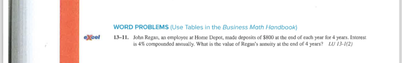 Business Math Handbook: LU 13-1(2) Amount of Payment Interest Value of payment