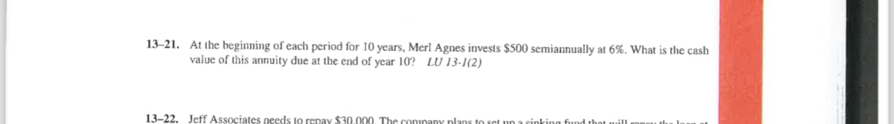 using Table 13.2 or the Business Math Handbook for the present value