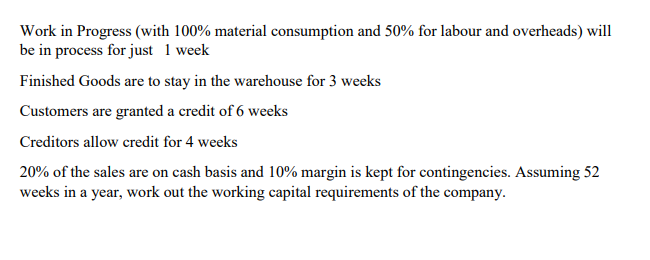 Work in Progress [with 100% material consumption and 50% for labour
