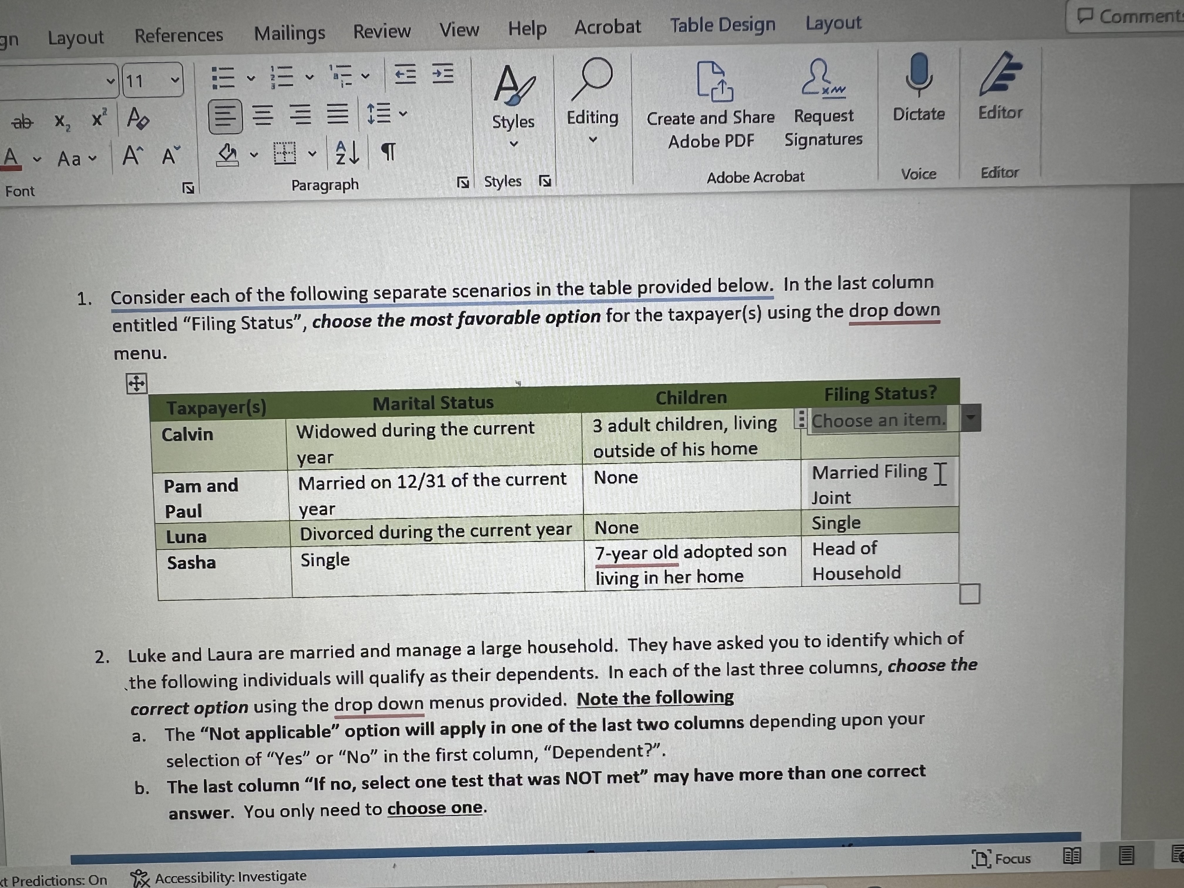 gn Layout References Mailings Review View Help Acrobat Table Design Layout