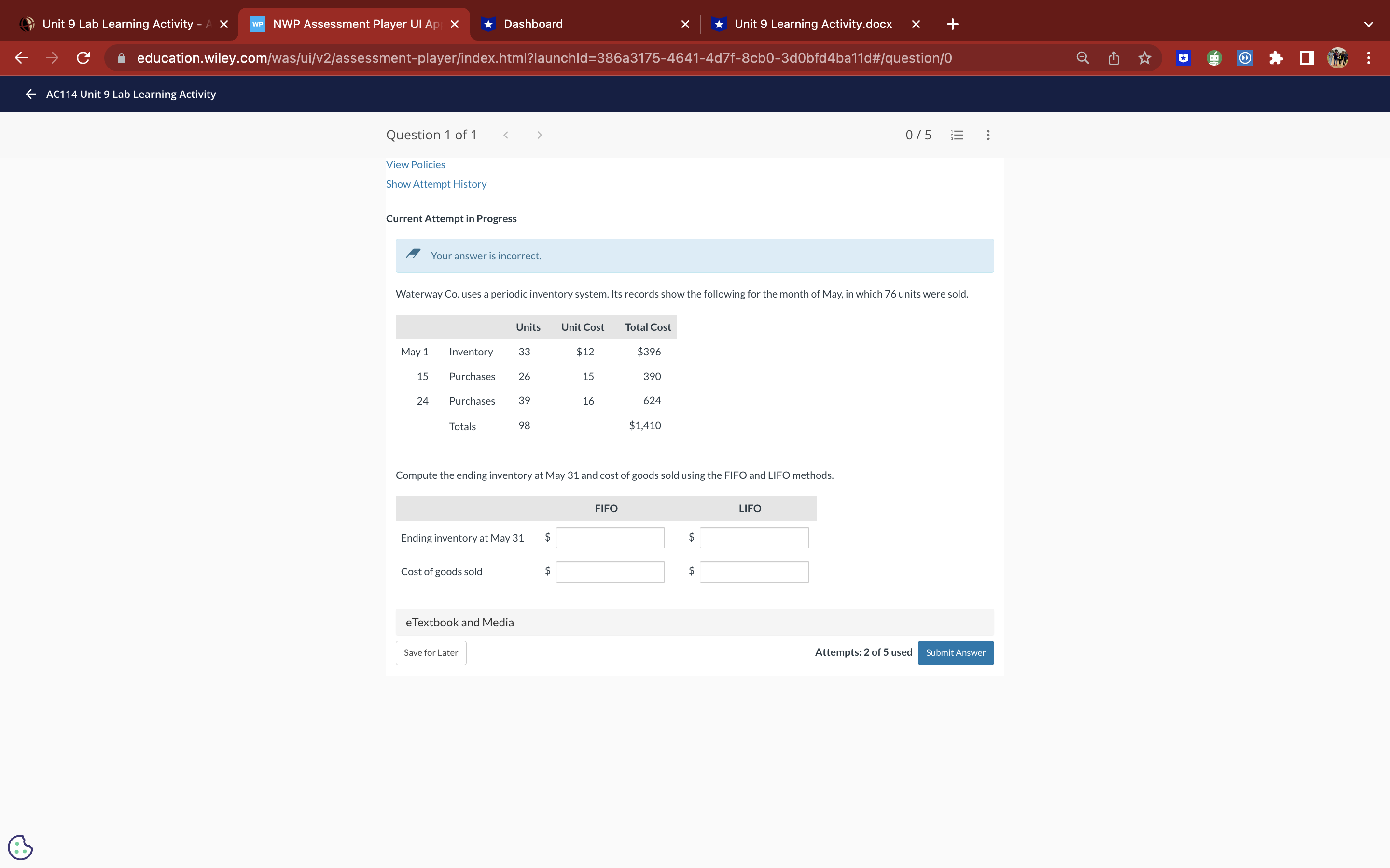 Unit 9 Lab Learning Activity - A X WP NWP Assessment