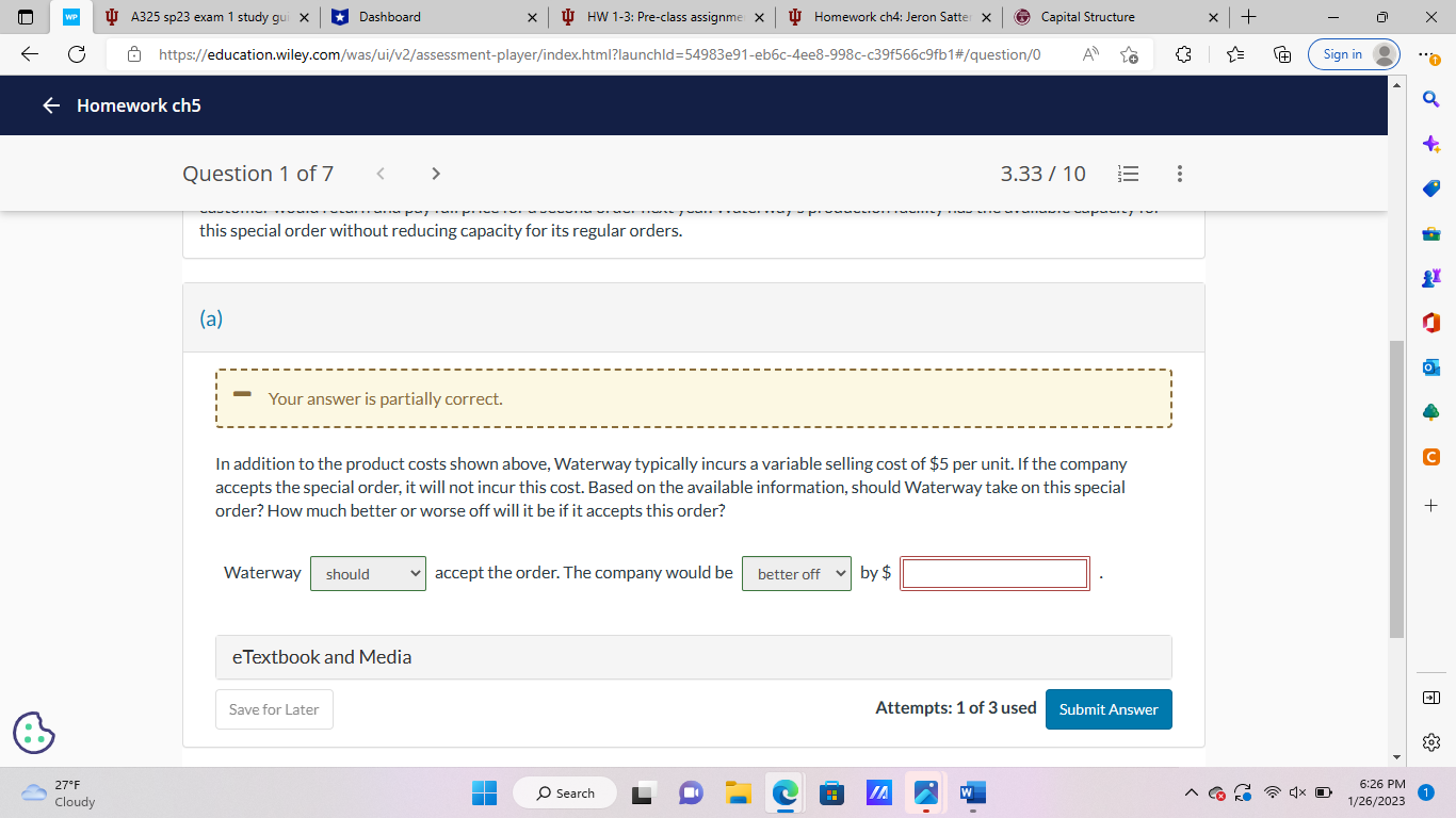 WJ HW 1-3: Pre-class assignme x J Homework ch4: Jeron Satter X
