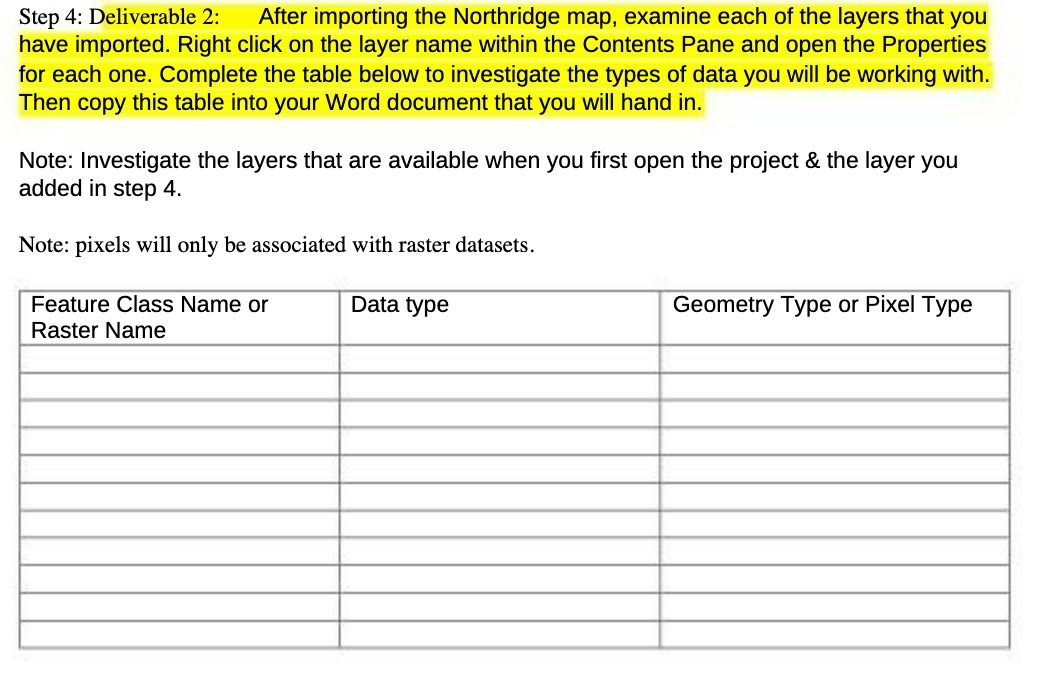  Step 4: Deliverable 2: After importing the Northridge map, examine each