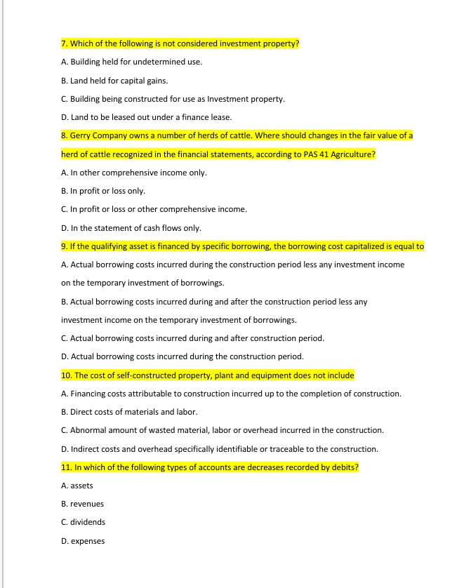 1. All of the following will be included in the entity's inventory,