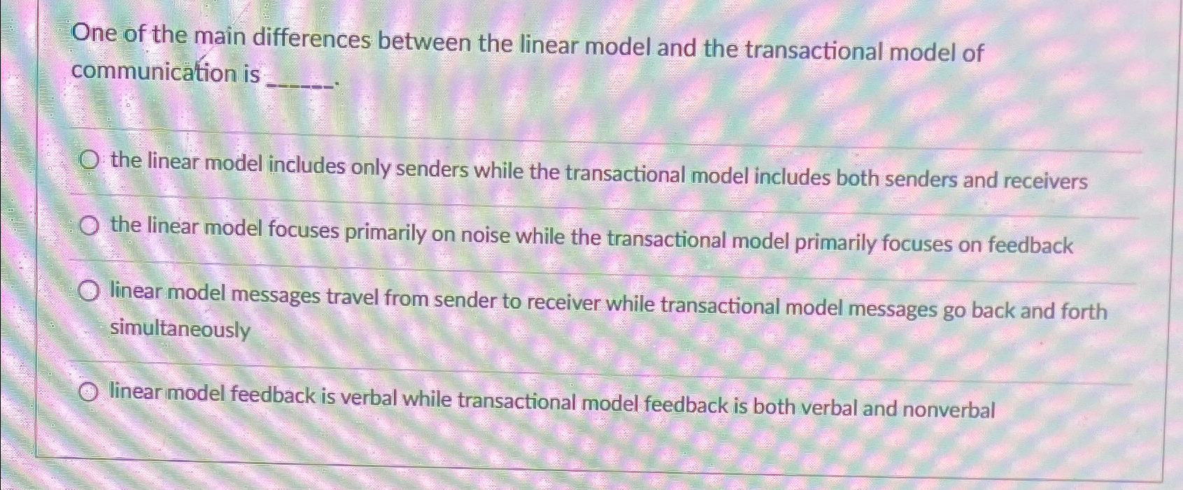  One of the main differences between the linear model and the