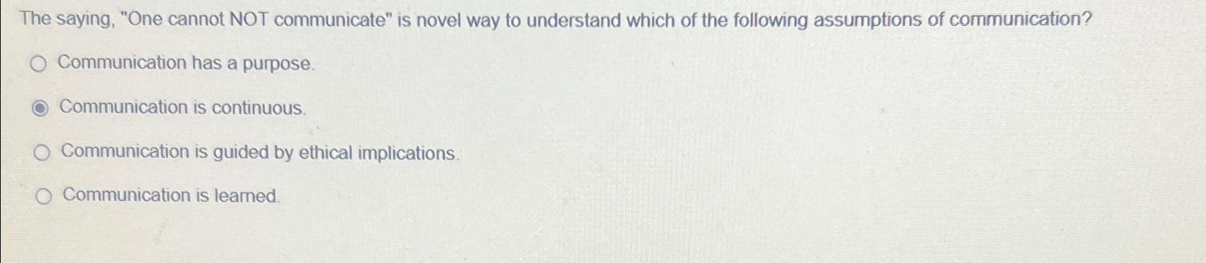  The saying, "One cannot NOT communicate" is novel way to understand