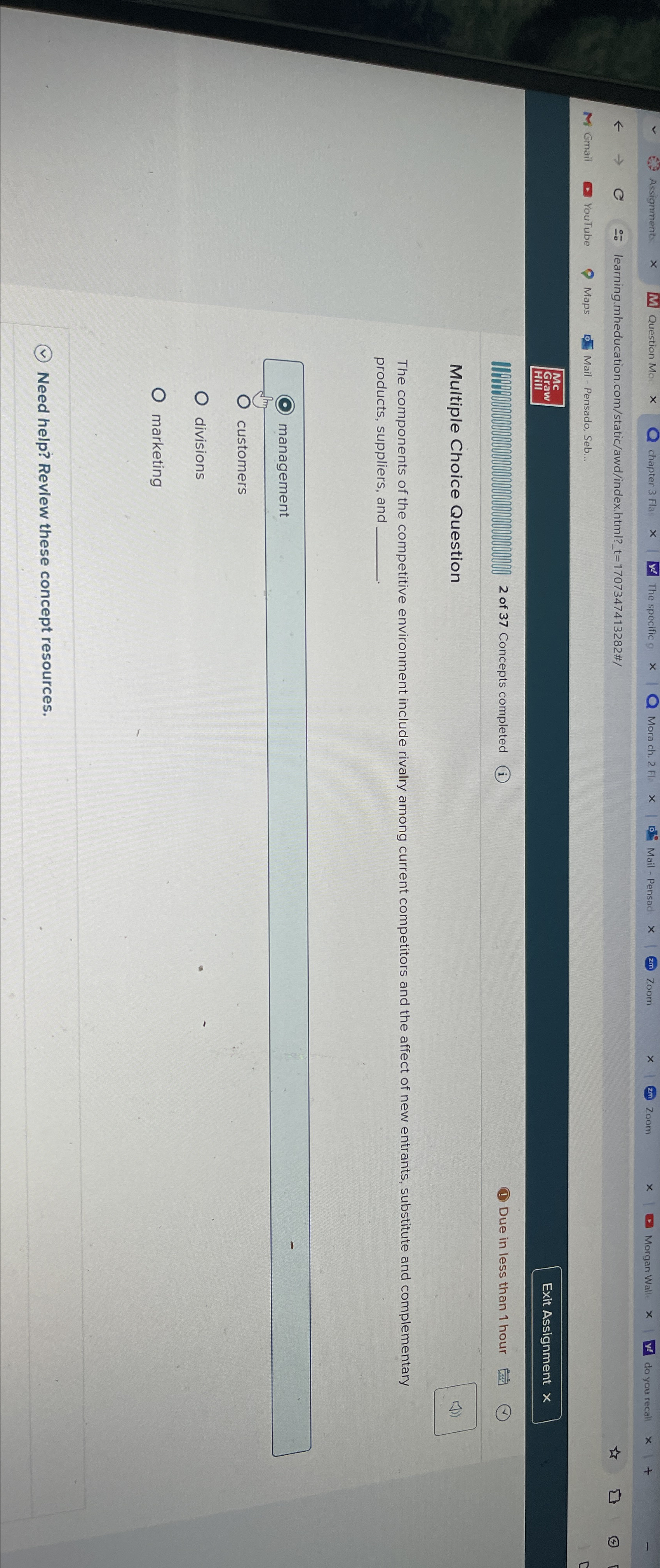  Multiple Choice Question The components of the competitive environment include rivalry