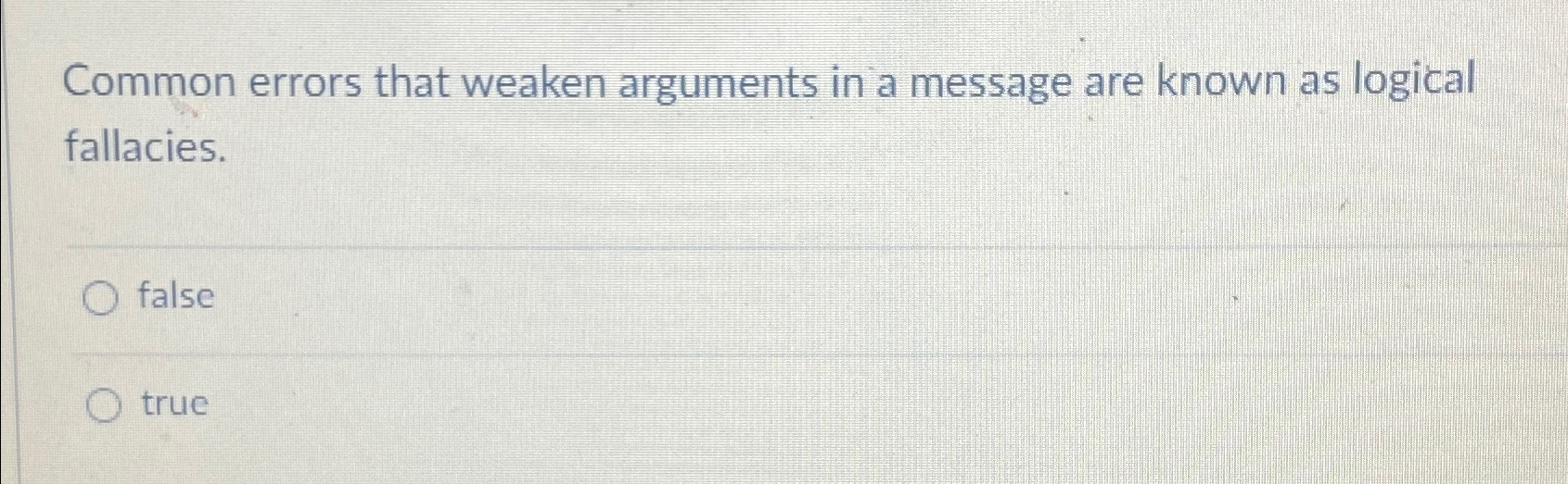  Common errors that weaken arguments in a message are known as
