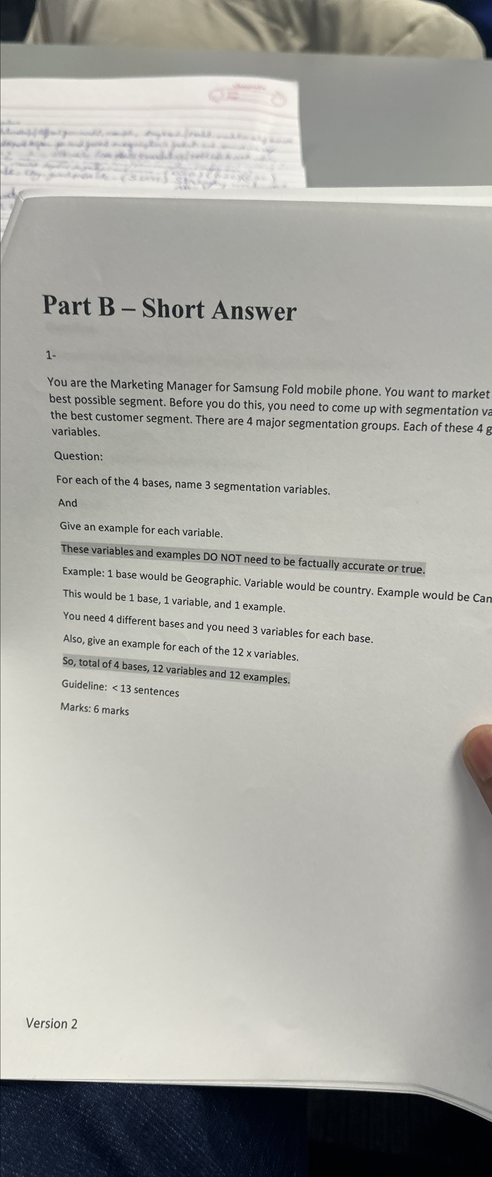  Part B - Short Answer 1- You are the Marketing Manager