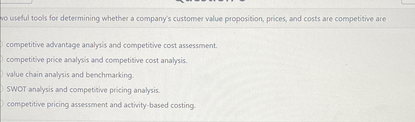  vo useful tools for determining whether a company's customer value proposition,