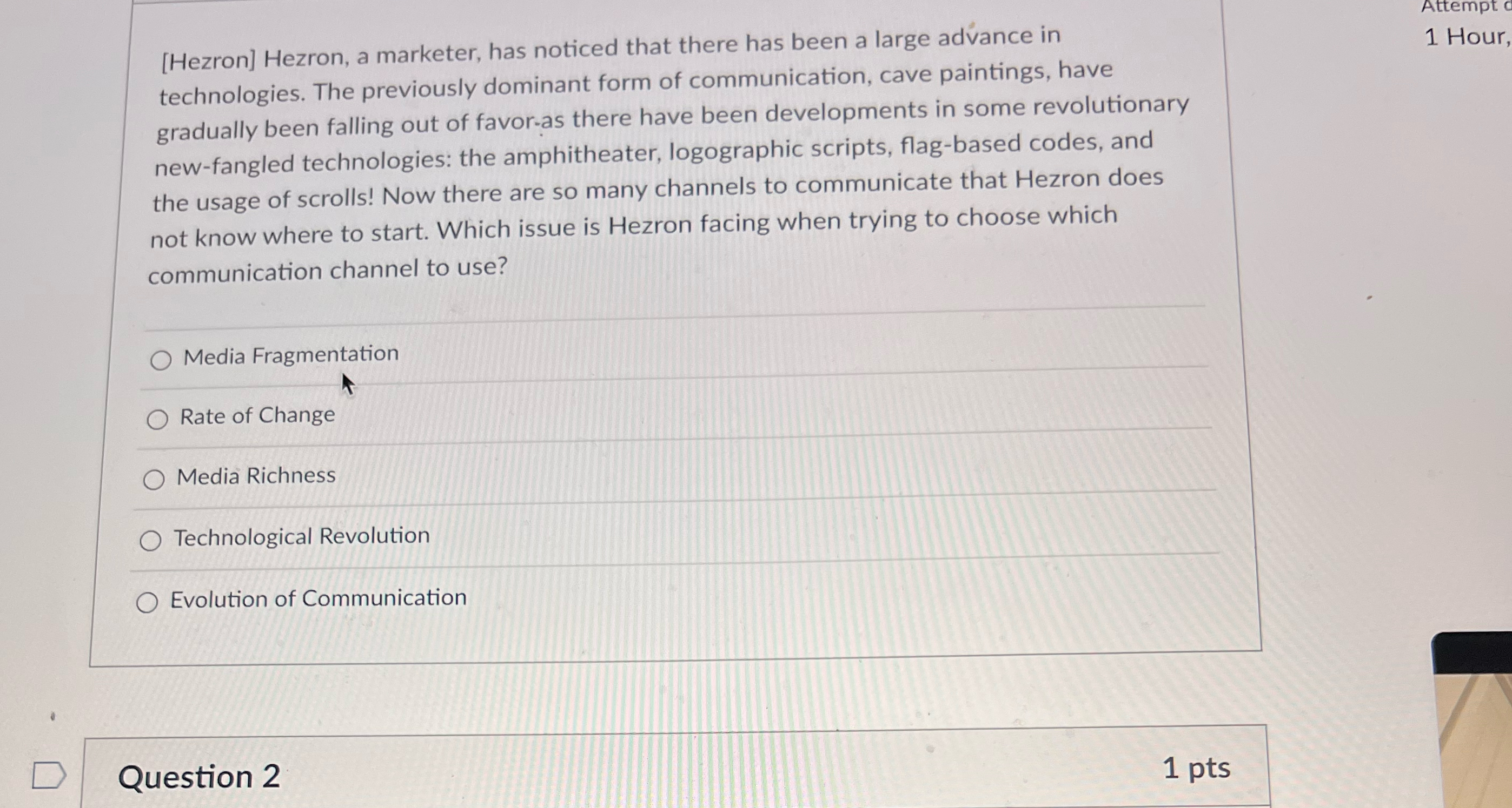  [Hezron] Hezron, a marketer, has noticed that there has been a