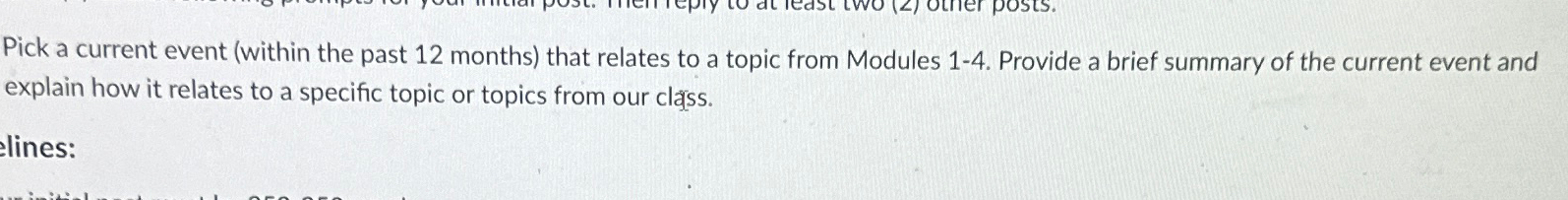  Pick a current event (within the past 12 months) that relates