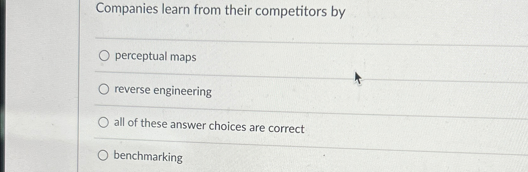  Companies learn from their competitors by perceptual maps reverse engineering all