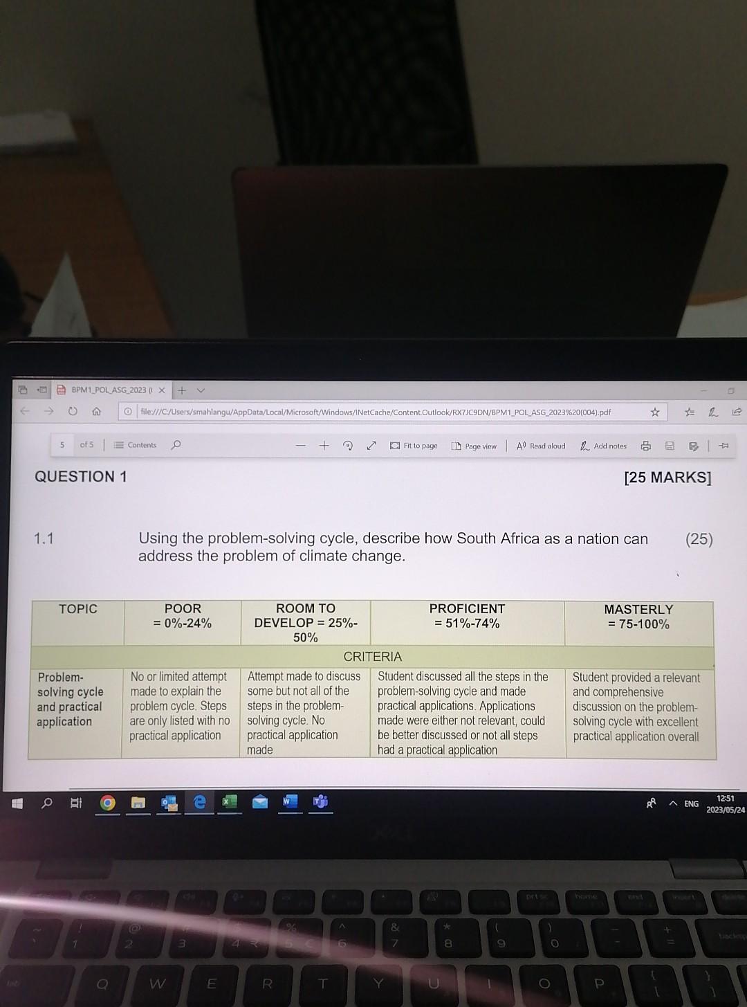 Using the problem-solving cycle, describe how South Africa as a nation