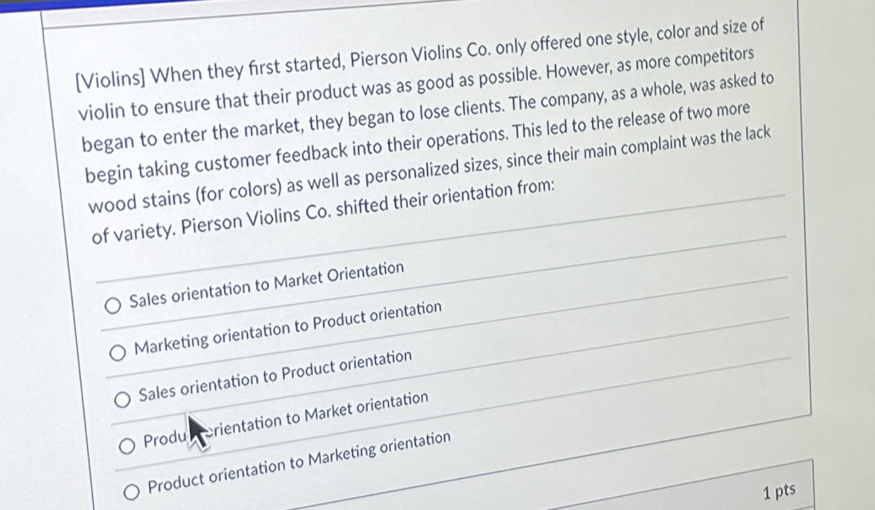  [Violins] When they first started, Pierson Violins Co. only offered one