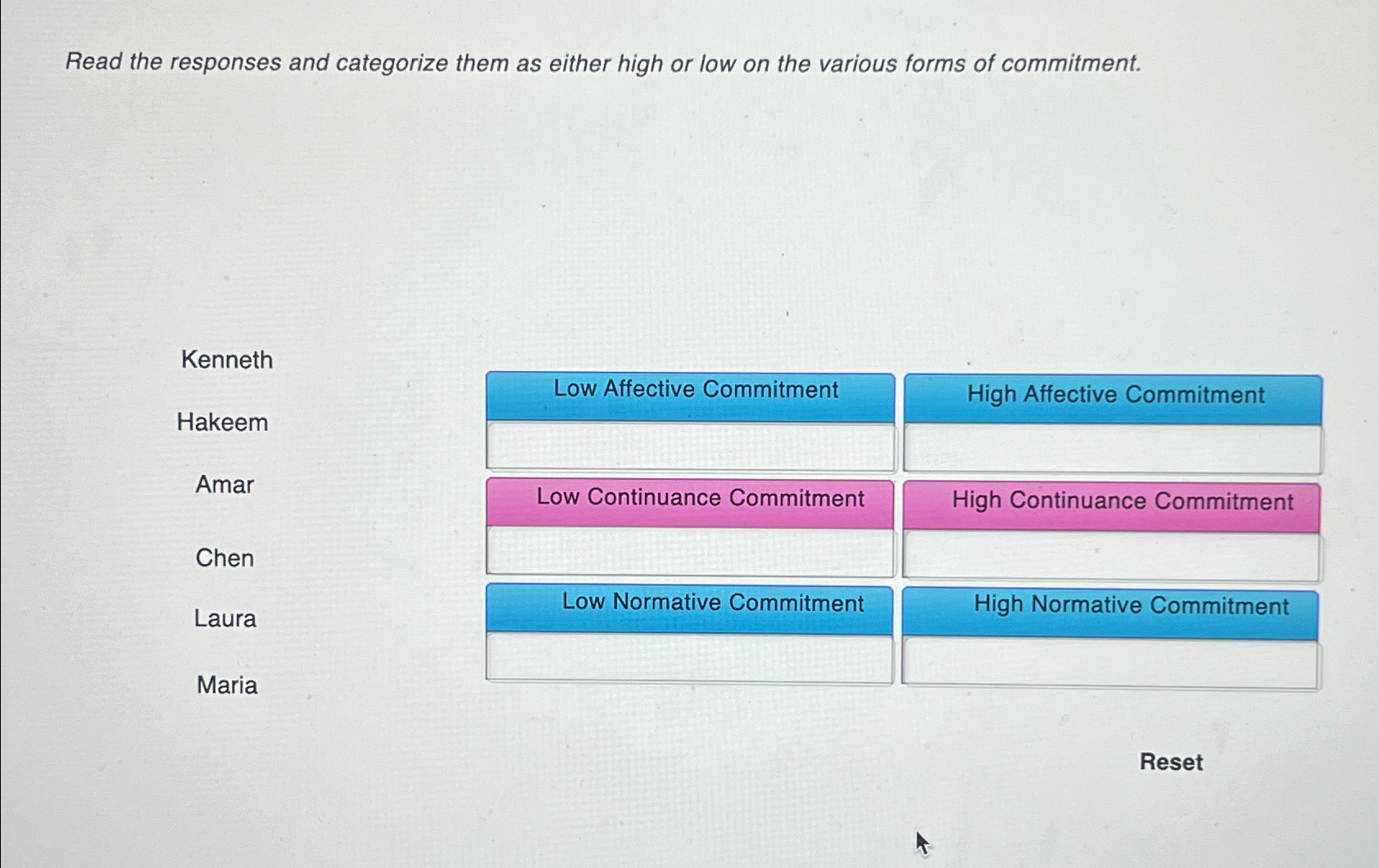  Read the responses and categorize them as either high or low