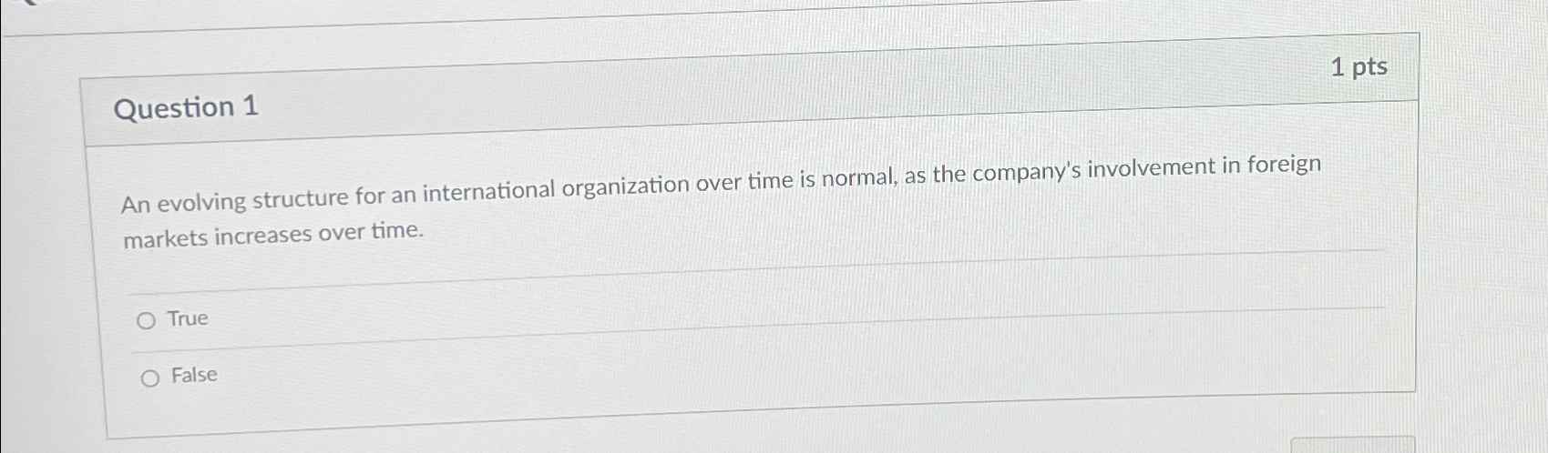  Question 1 An evolving structure for an international organization over time