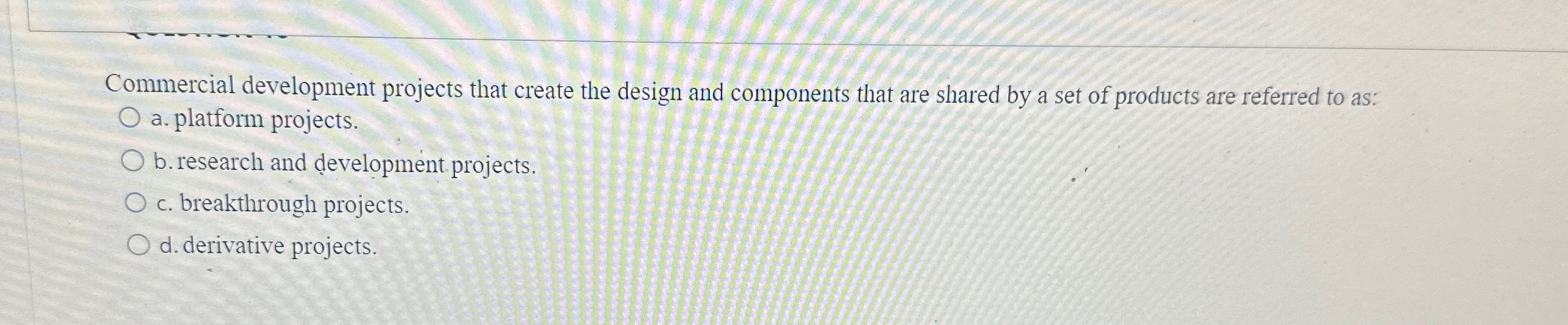  Commercial development projects that create the design and components that are