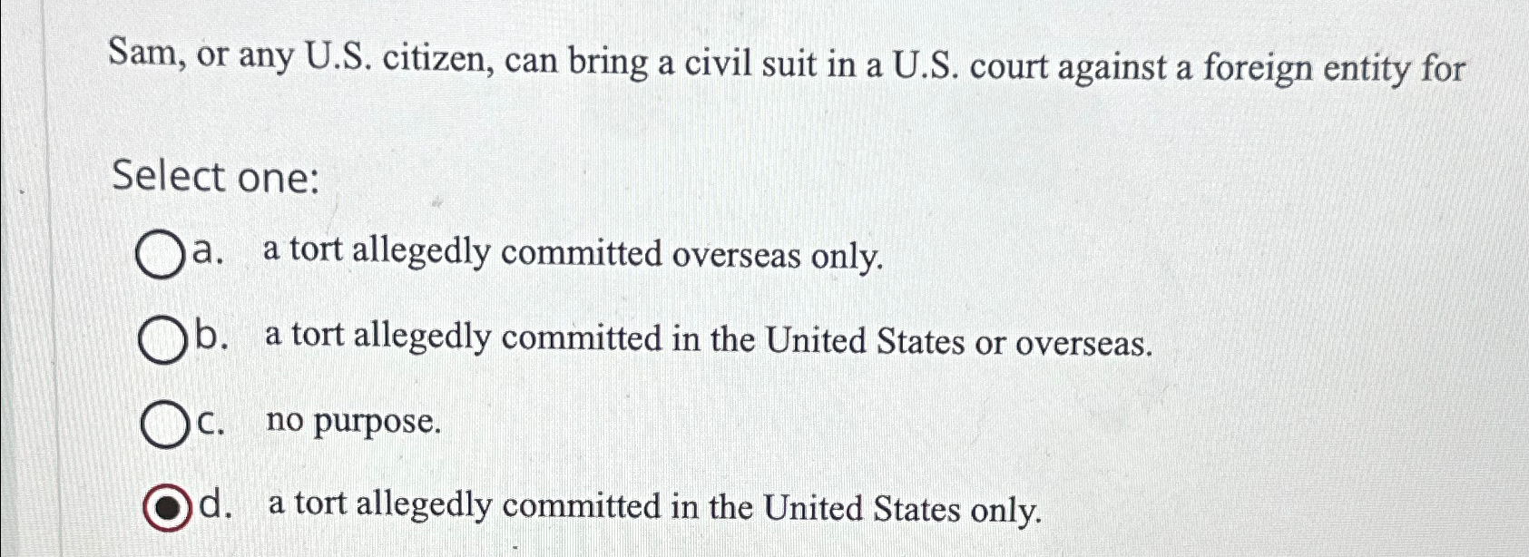  Sam, or any U.S. citizen, can bring a civil suit in