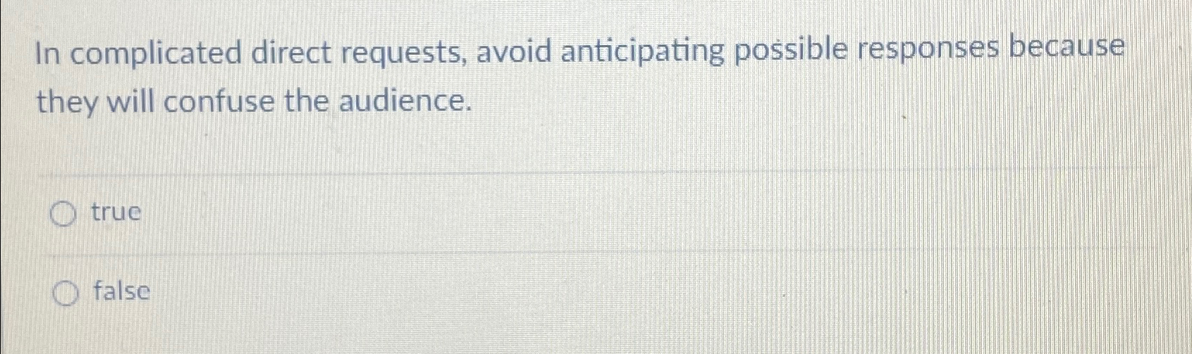 In complicated direct requests, avoid anticipating possible responses because they will