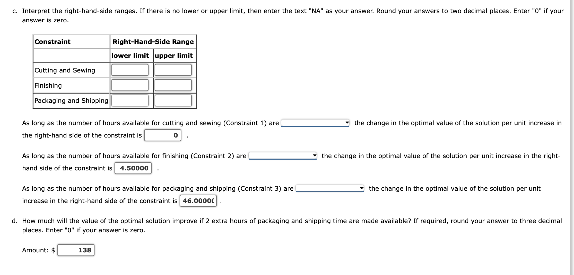  Problem 3-06(Algorithmic) requirements and the profit contribution per glove are given