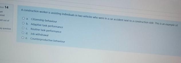  14 A construction worker is assisting individuals in two vehicles who