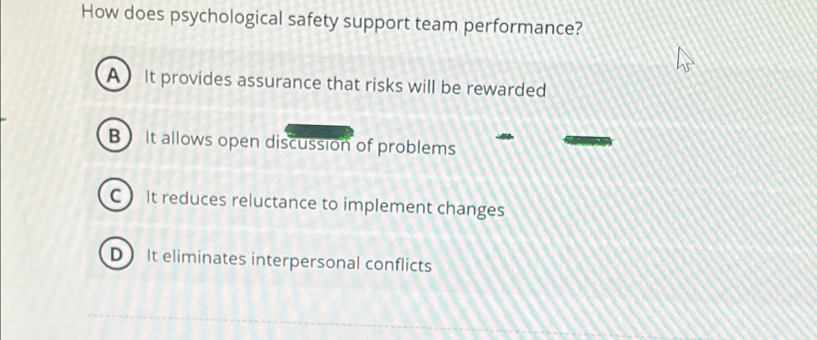  How does psychological safety support team performance? It provides assurance that