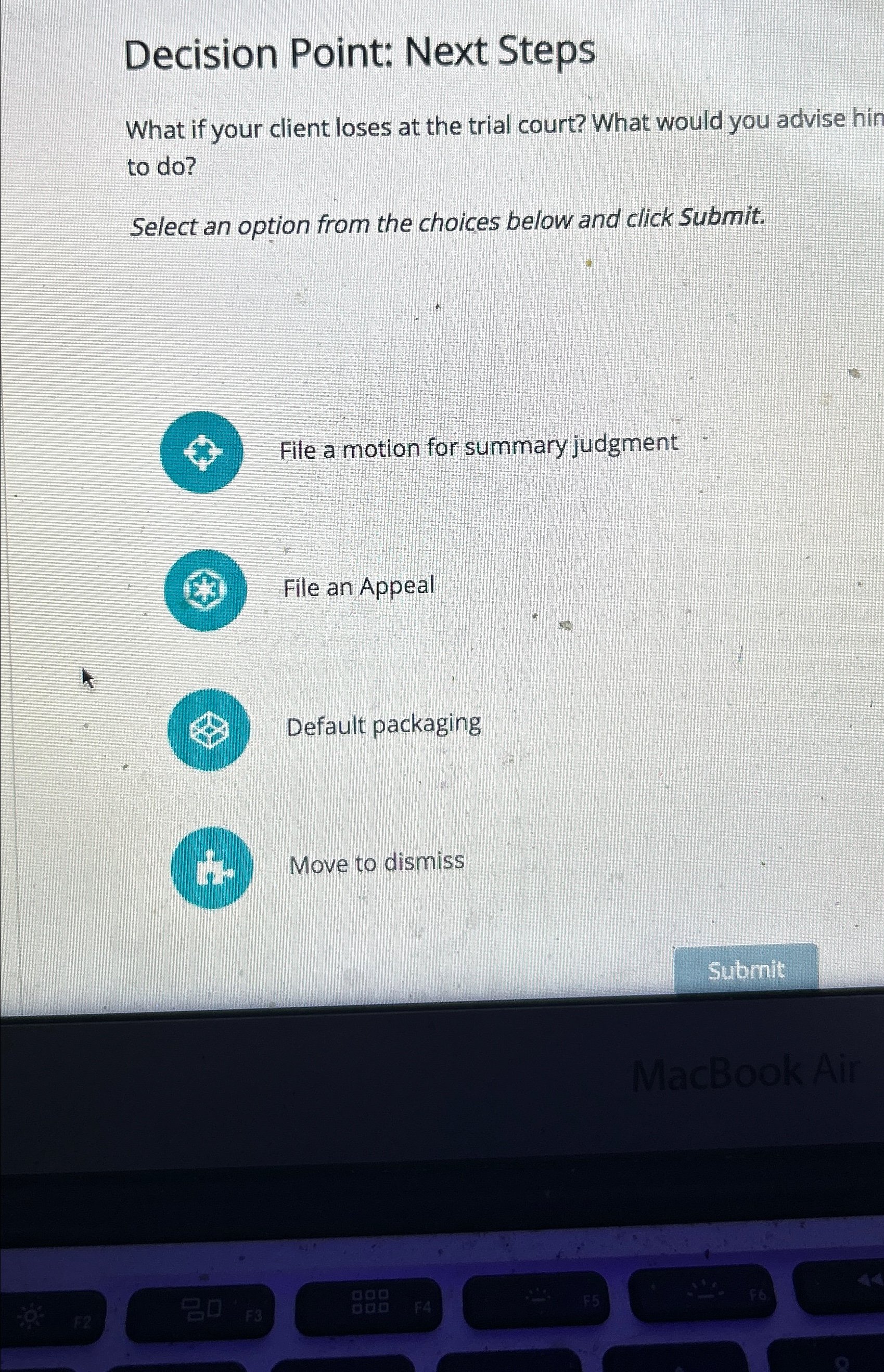 Decision Point: Next Steps What if your client loses at the