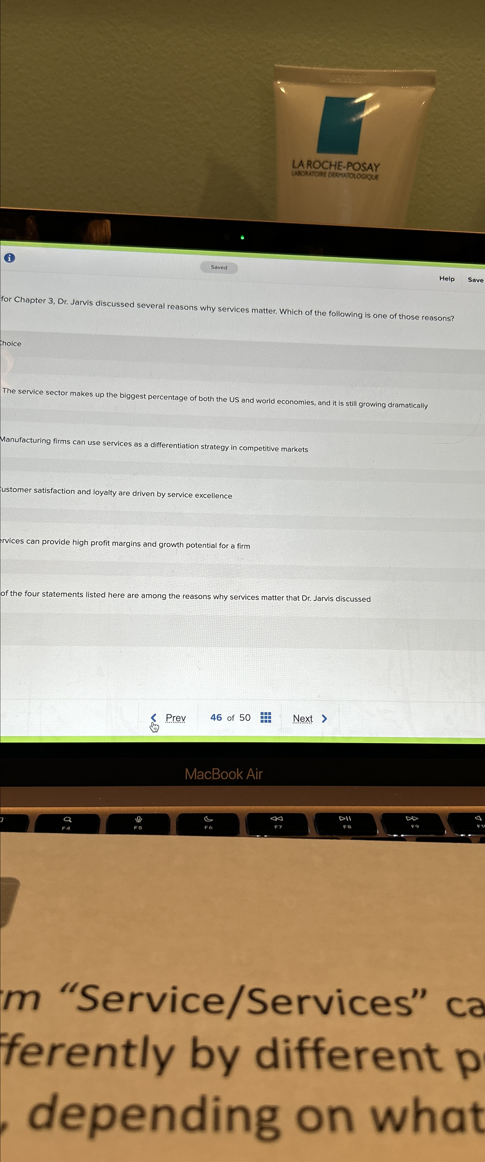  AROCHE-POSAY for Chapter 3, Dr. Jarvis discussed several reasons why services