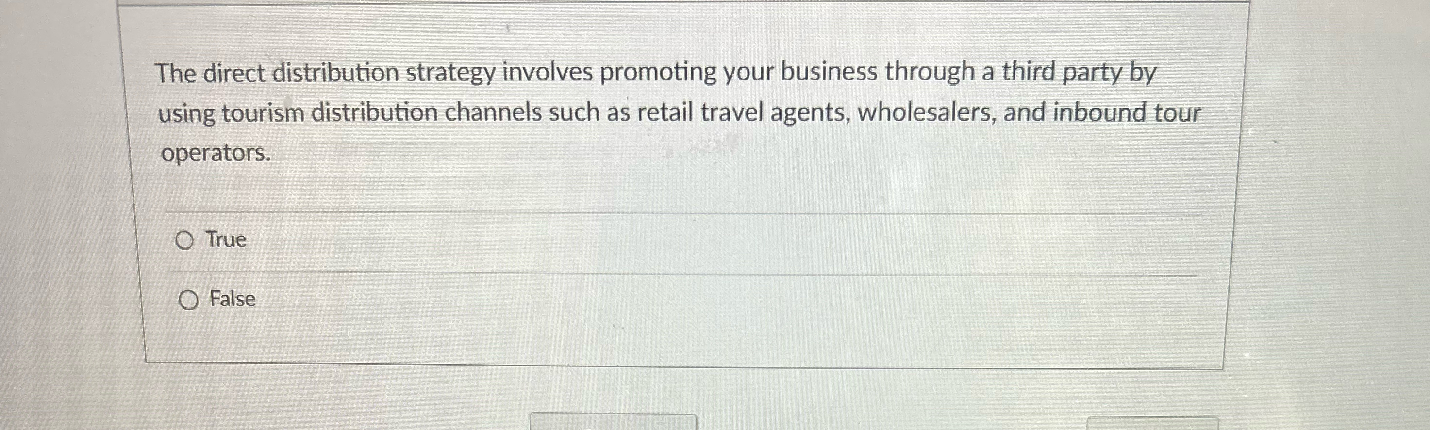  The direct distribution strategy involves promoting your business through a third