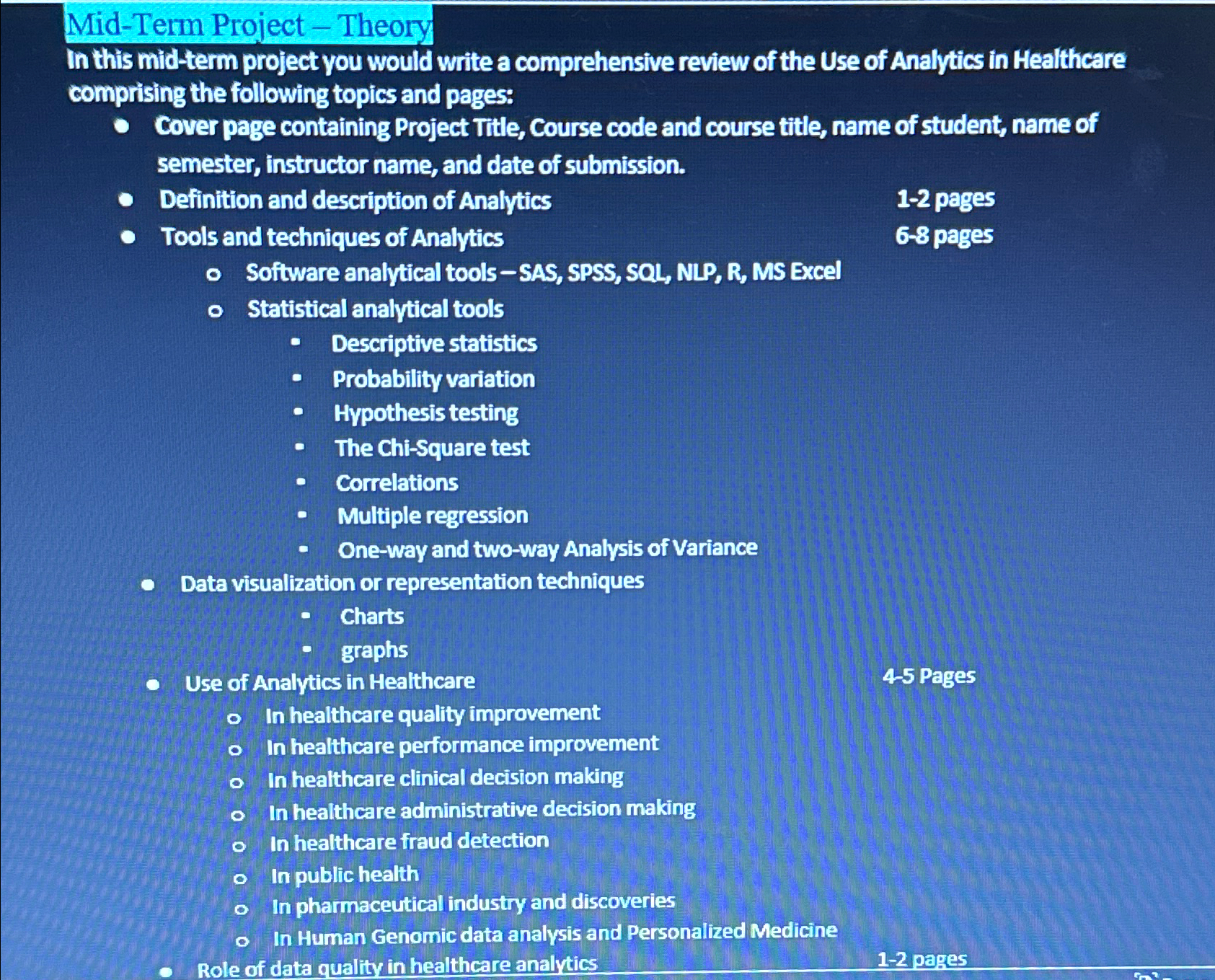  Mid-Term Project - Theory In this mid-term project you would write