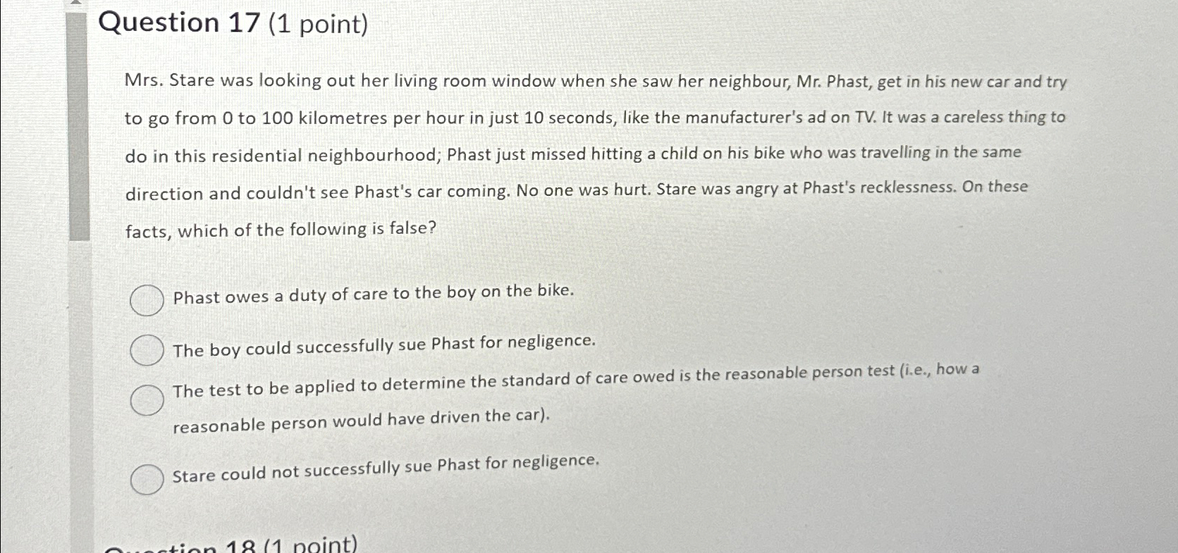  Question 17(1 point) Mrs. Stare was looking out her living room
