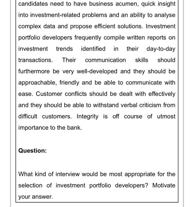two questions at the end. Khula Investment Bank has recently opened a