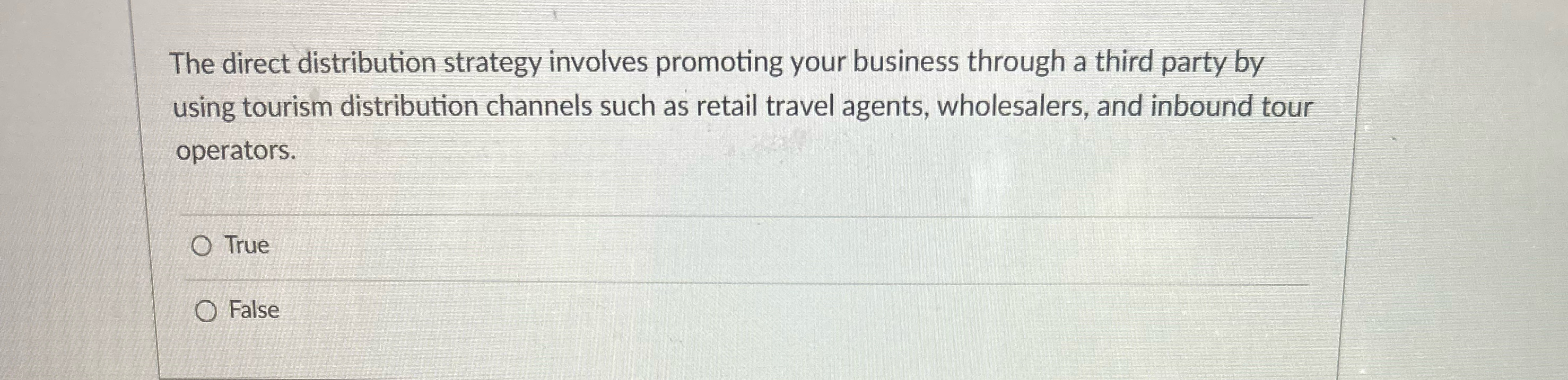  The direct distribution strategy involves promoting your business through a third