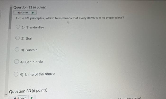  In the 5$ principles, which term means that every items is