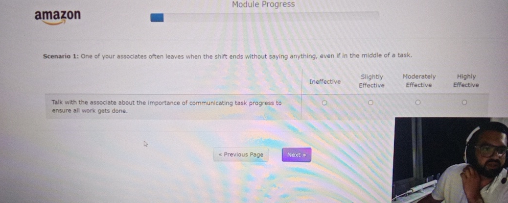  amazon Module Progress Scenario 1: One of your associates often leaves