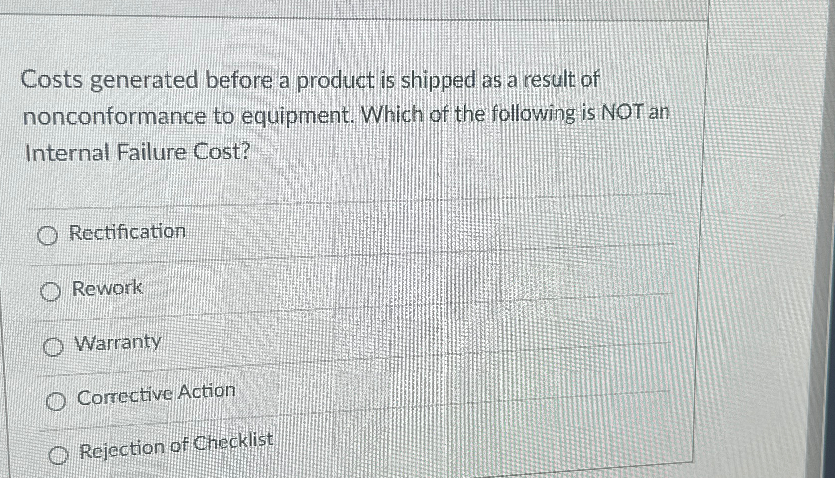  Costs generated before a product is shipped as a result of