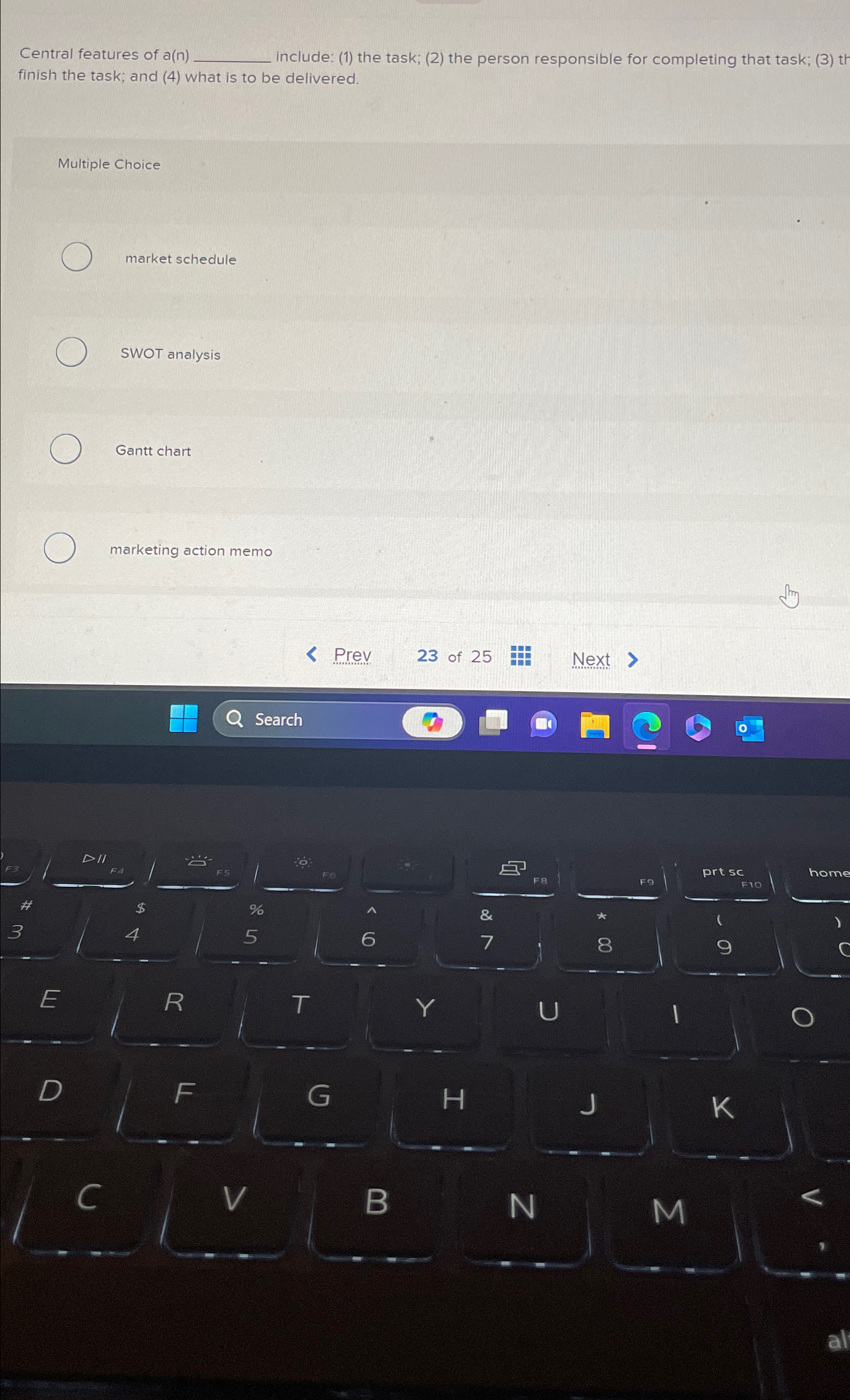  Central features of a(n) include: (1) the task; (2) the person