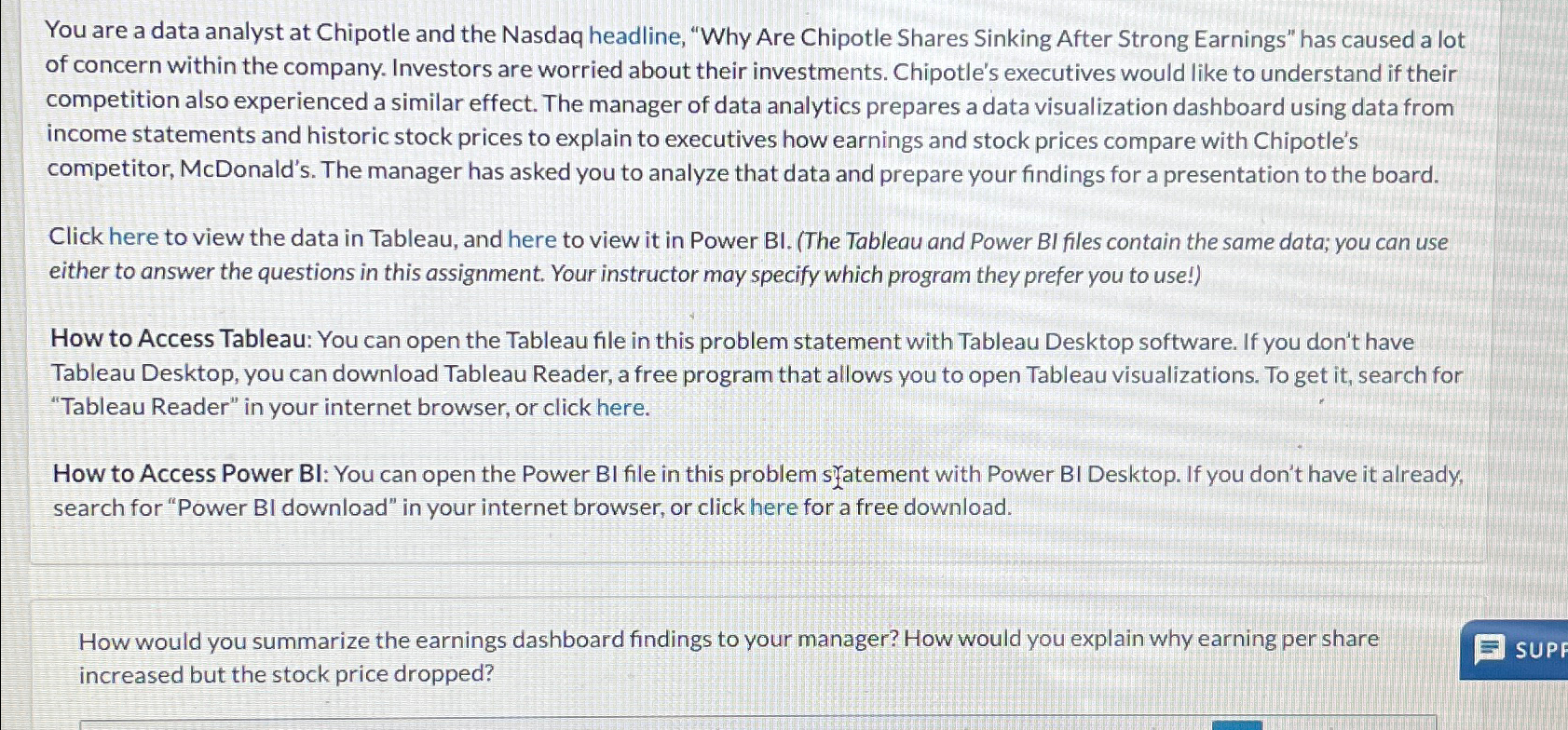  You are a data analyst at Chipotle and the Nasdaq headline,