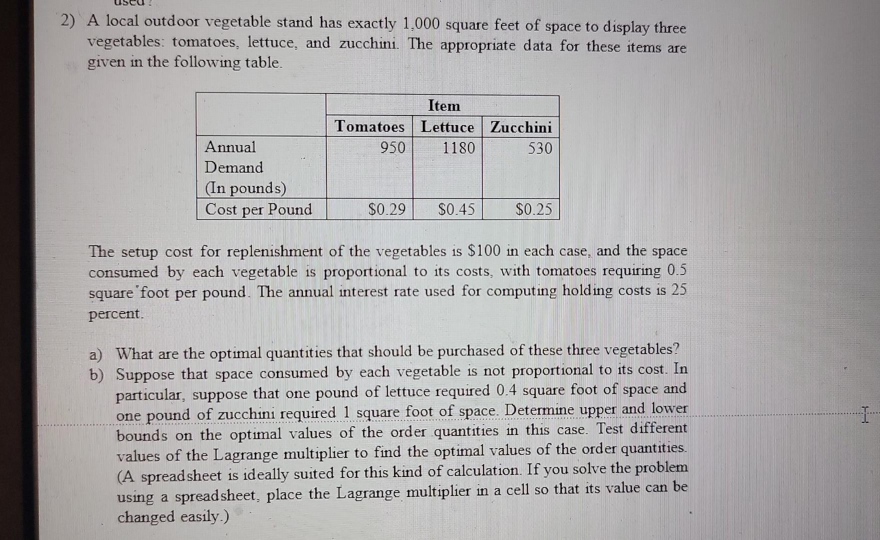  Please solve b) in this question. If you use Excel, please