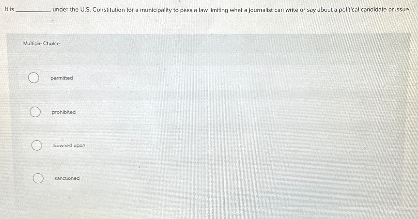  It is under the U.S. Constitution for a municipality to pass