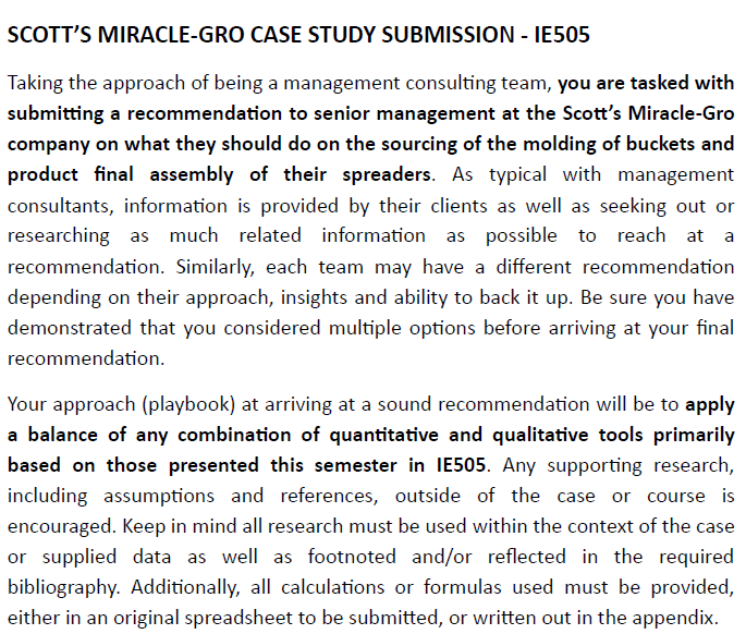 Answer the question based on the SCOTTS MIRACLE GRO CASE STUDY. Pleae