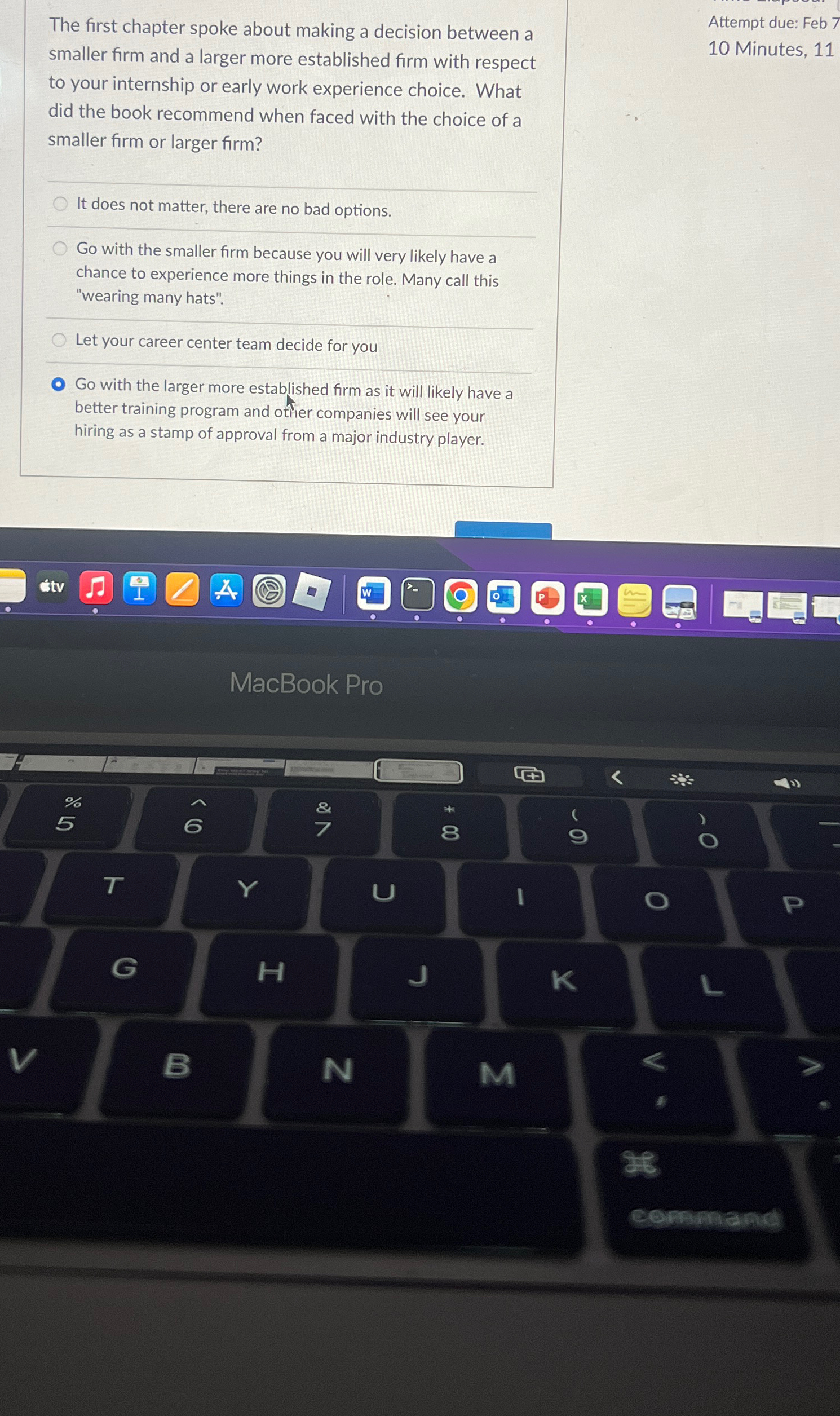  The first chapter spoke about making a decision between a smaller