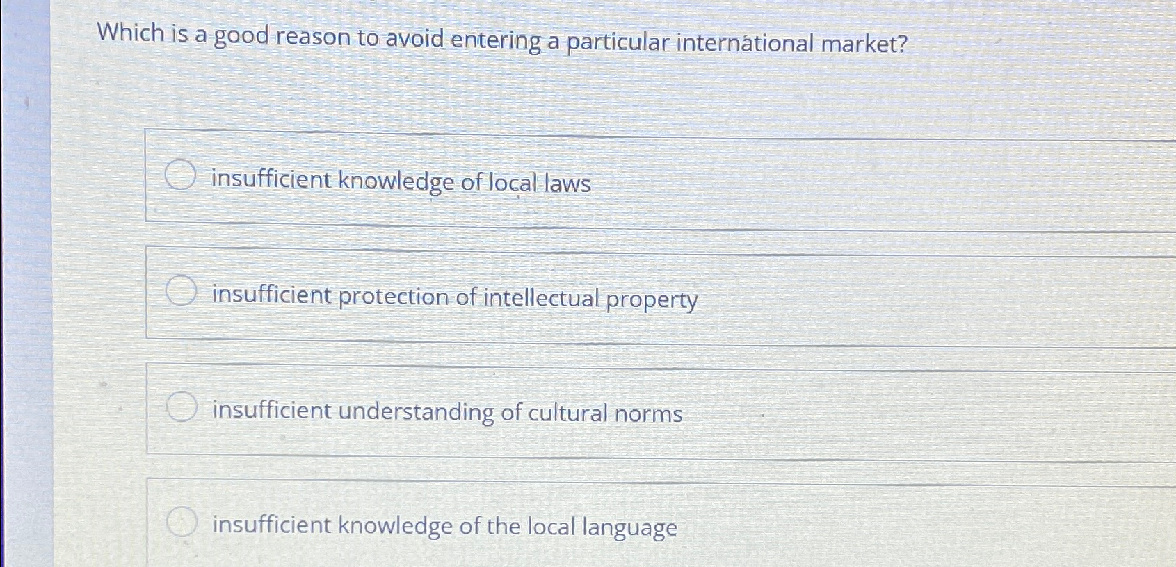  Which is a good reason to avoid entering a particular international
