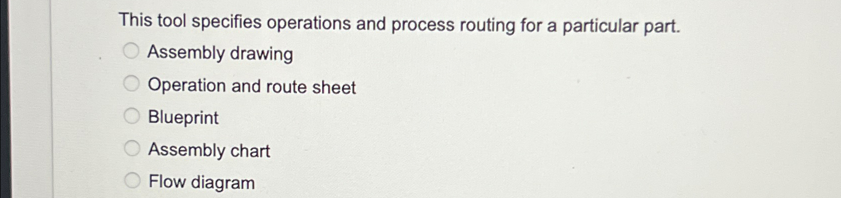  This tool specifies operations and process routing for a particular part.